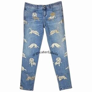New Stella McCartney Wild Cat Print Jeans Size 31 NWT PRICE DROP